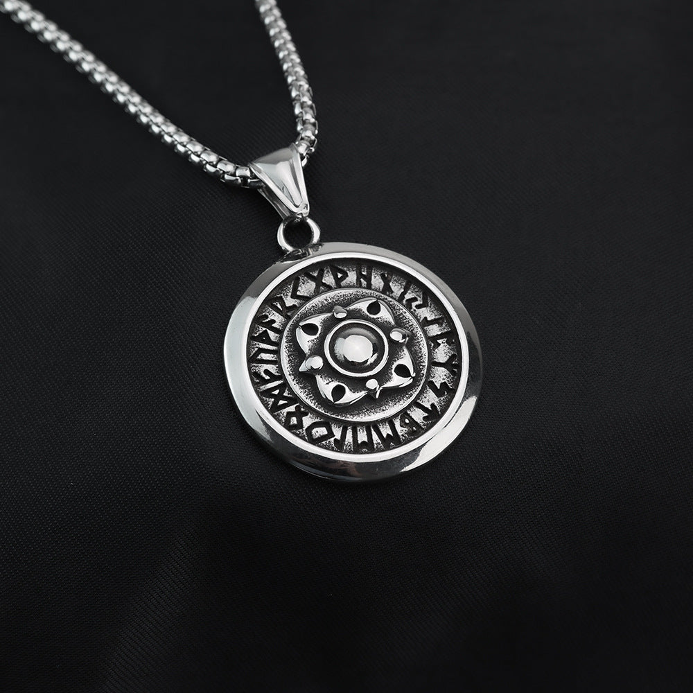 European And American Jewelry Wholesale Titanium Steel Men's Pendant Necklace Retro Viking Shield