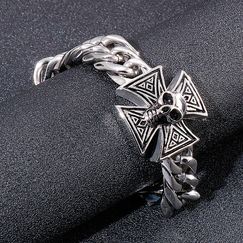 Cross Skull Men's Stainless Steel Bracelet