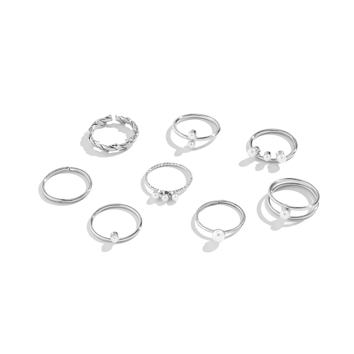 Stacked Moon and Star Ring Set with Small Butterfly and Full Diamond Geometric Cross Europe and United States Jewellery.