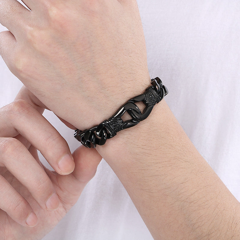 Planderful Titanium Steel Men Engraved Bracelet Domineering