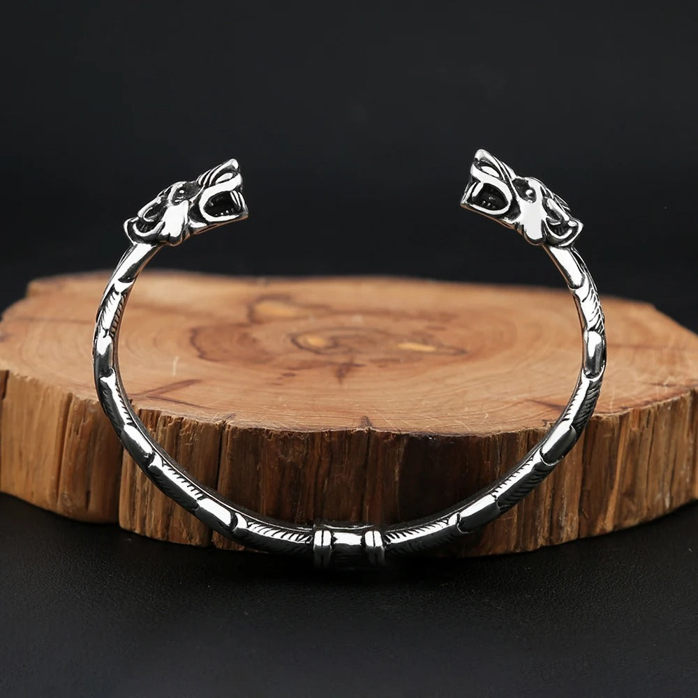 Vintage Viking Wolf Stainless Steel Men's Bracelet