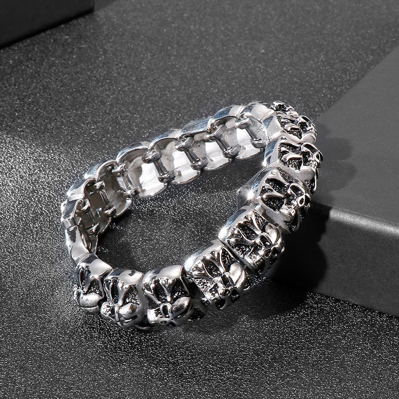 Old Ghost Head Skull Men's Titanium Steel Bracelet