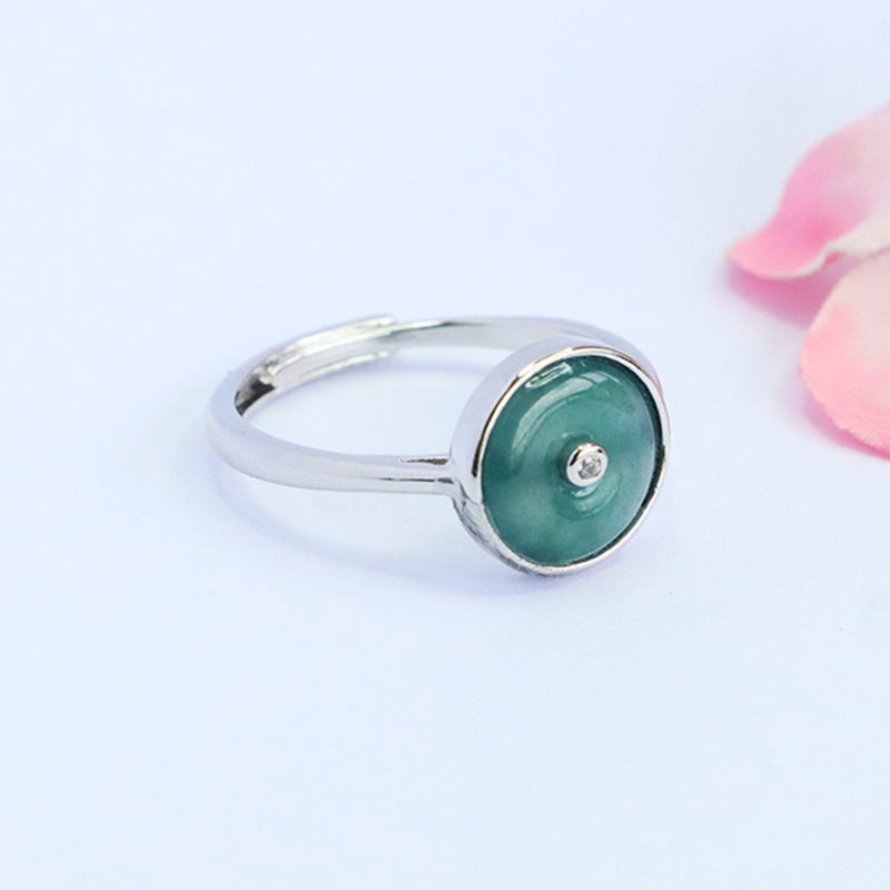 Blue Water Jadeite Peace Buckle 9 mm Ring