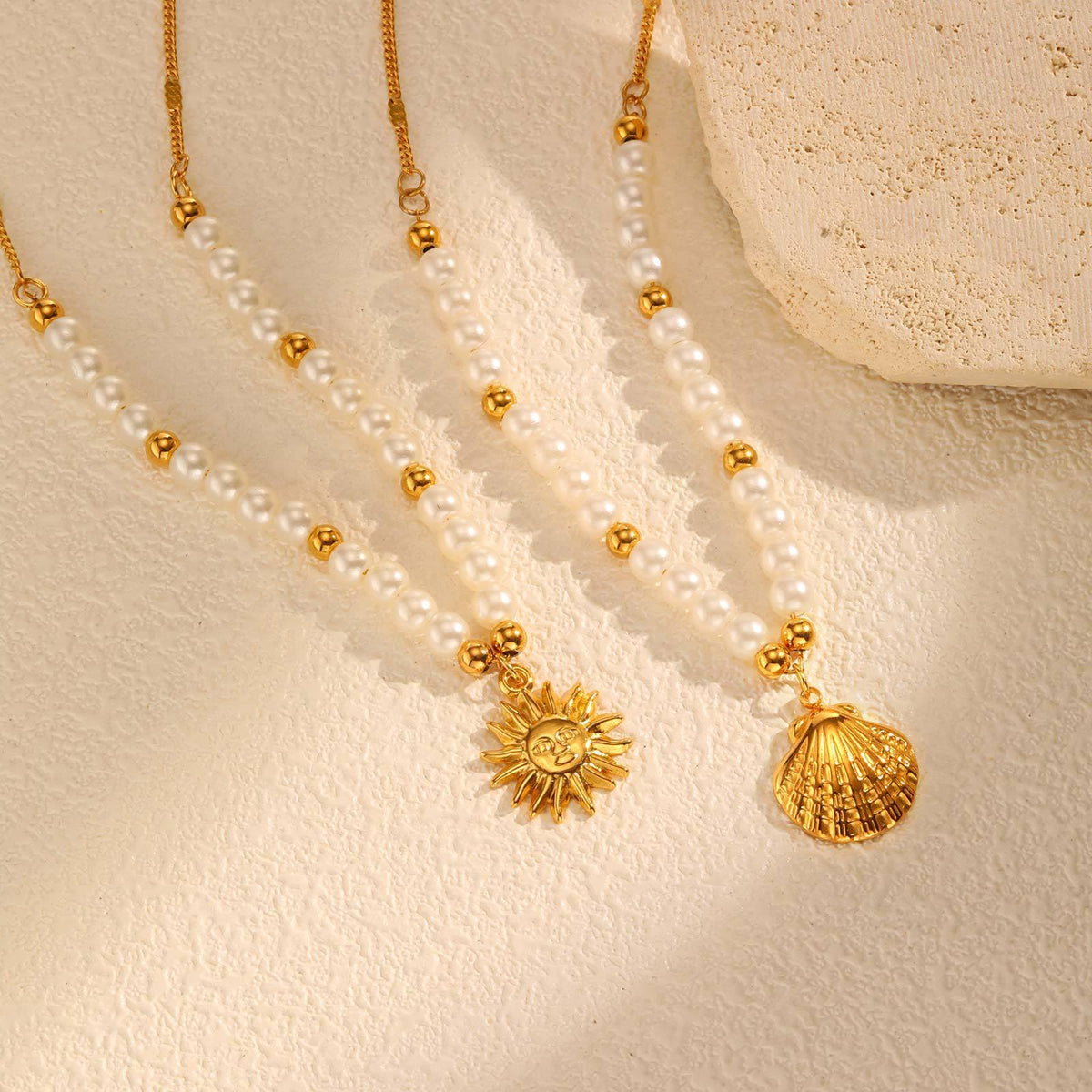 Stainless Steel Pearl Floral Necklace