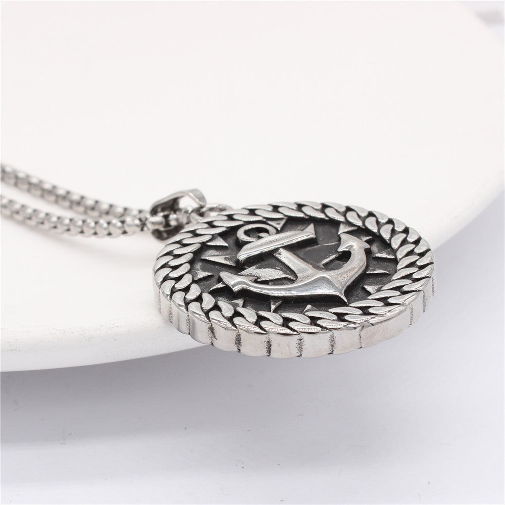 Anchor Pendant Necklace Titanium Steel Durable Unisex Naval Retro Style Statement Piece Planderful