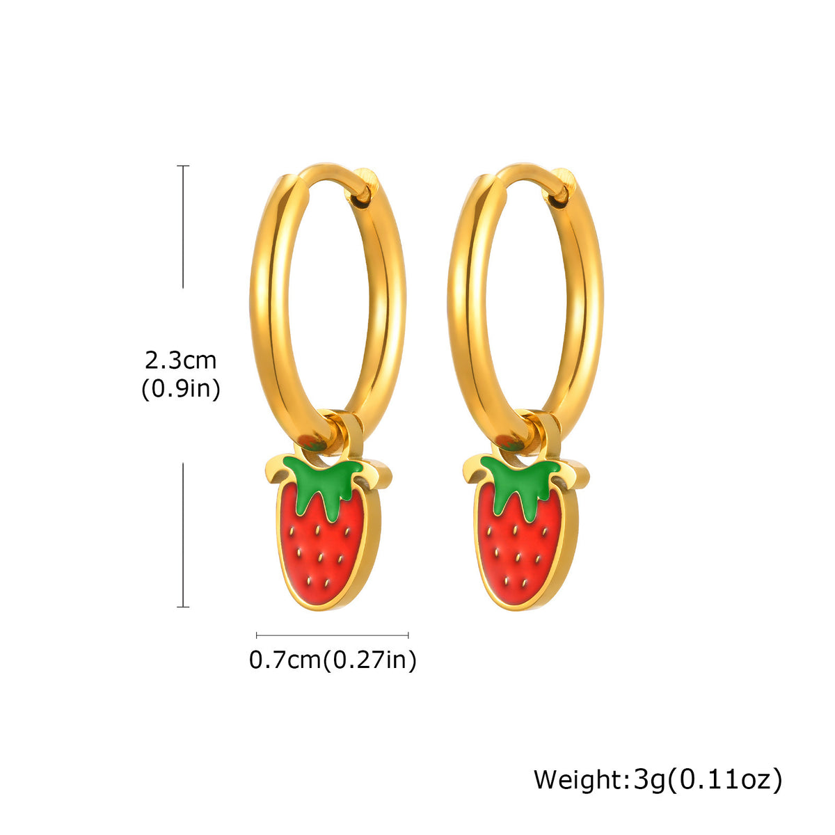 Fruit Charm Huggie Hoop Earrings — Cherry or Strawberry