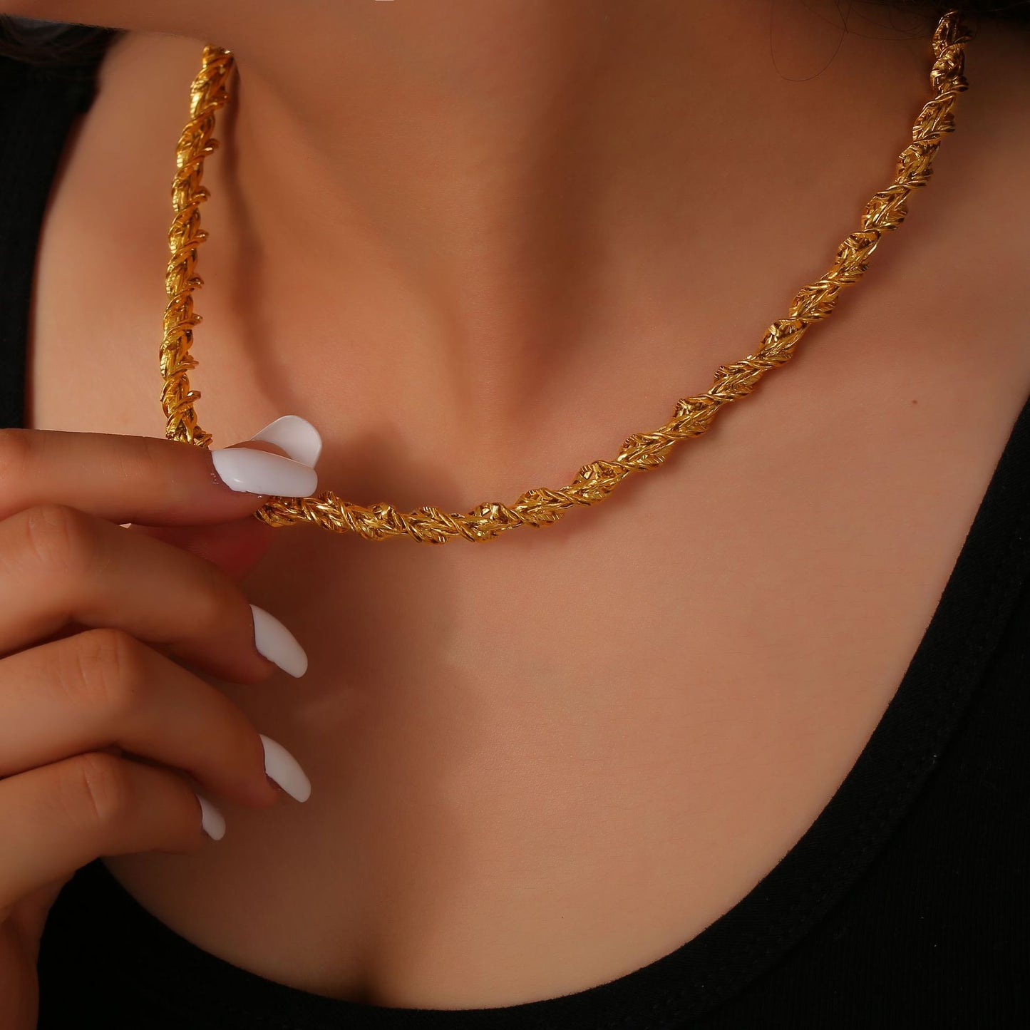 Twist Chain Titanium Necklace with Casual Style