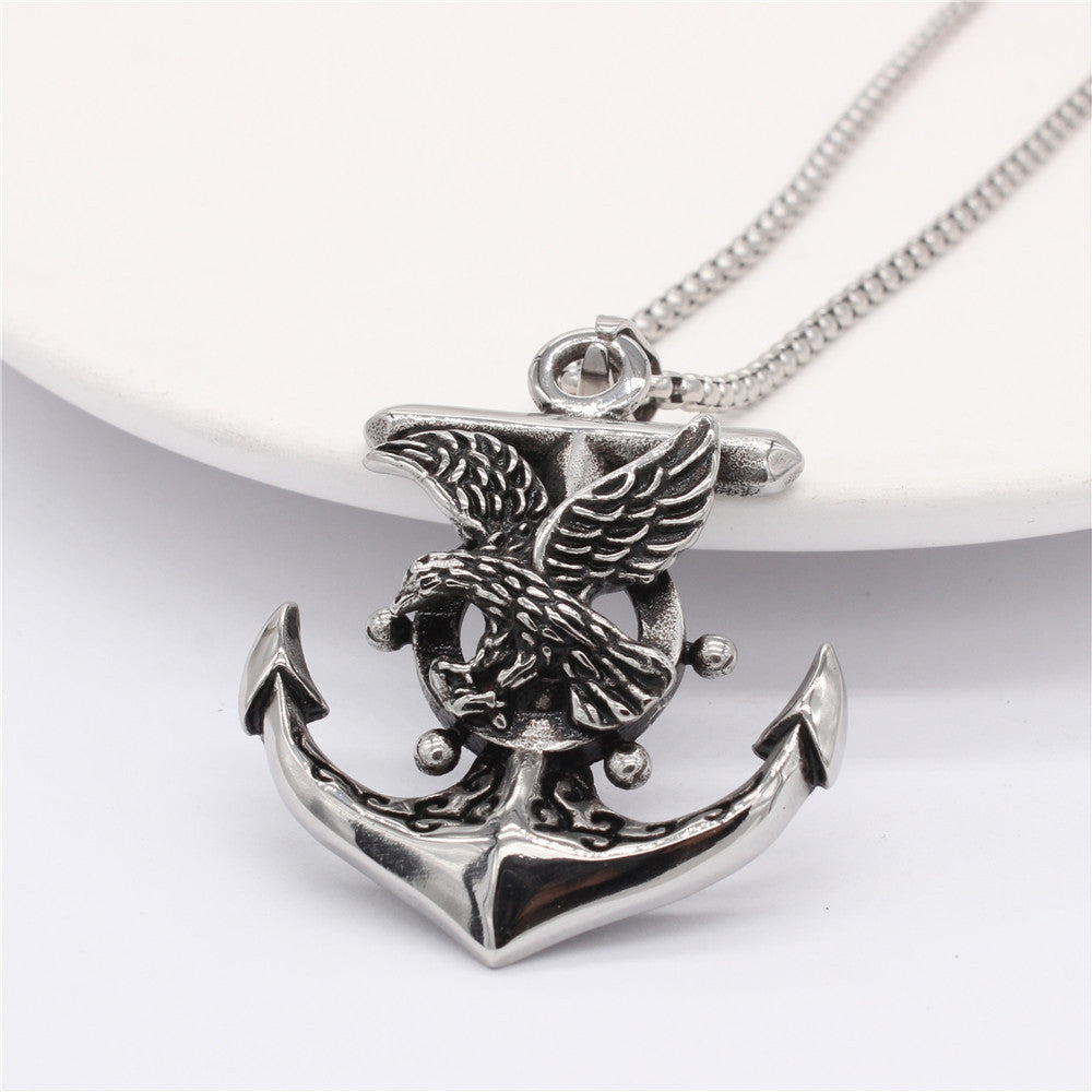 Planderful Navy Anchor Eagle Pendant For Men Unisex Hip Hop Style Durable Steel Pendant Protection Statement