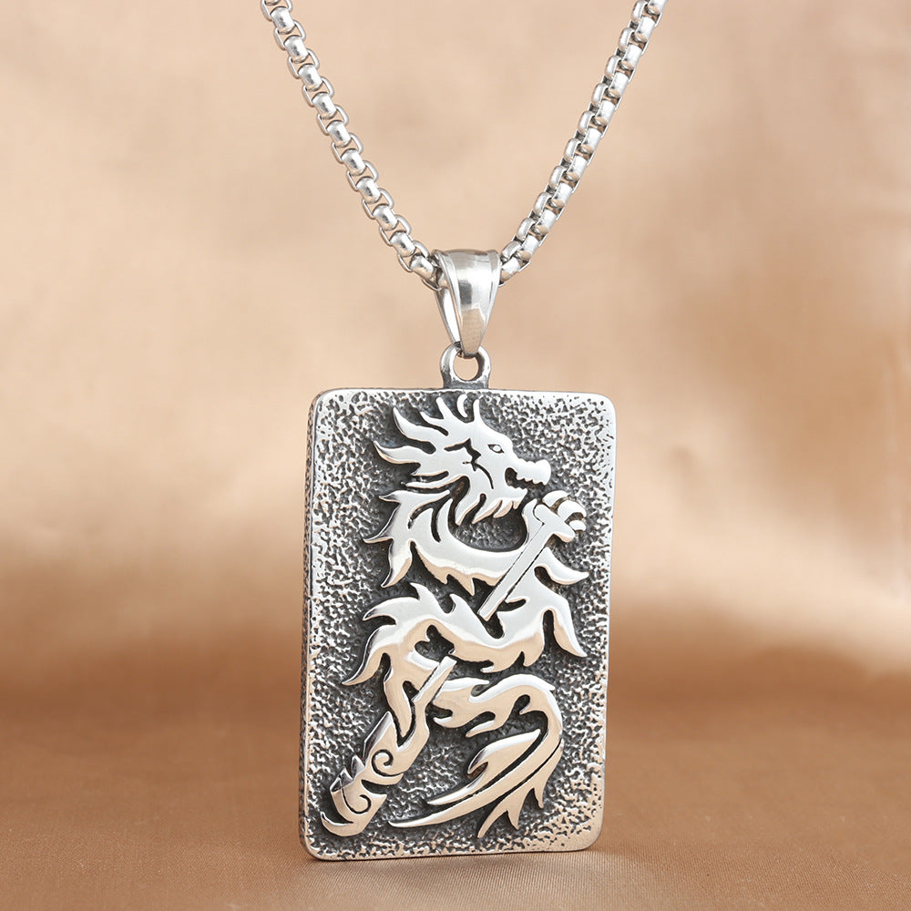 European And American Stainless Steel Dragon Pendant Necklace