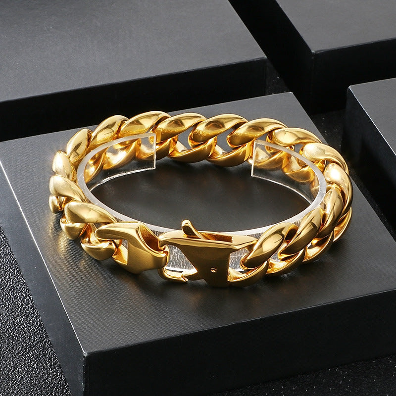 Planderful 18mm Cuban Chain Stainless Steel Mens Bracelet