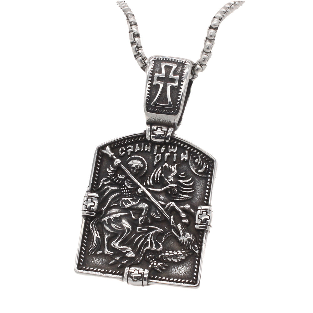 Titanium Steel Cross Pendant For Men Unisex Shielded Knight Retro Style Planderful