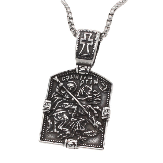 Titanium Steel Cross Pendant For Men Unisex Shielded Knight Retro Style Planderful