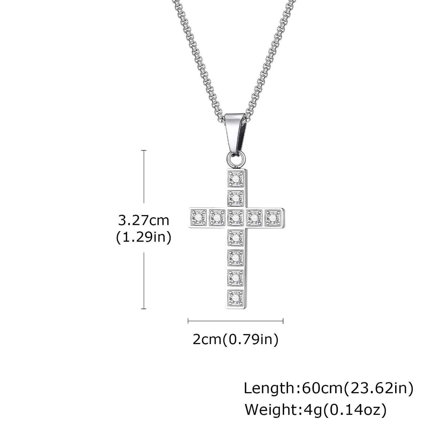 Planderful Mens Cross Pendant Necklace Durable Steel