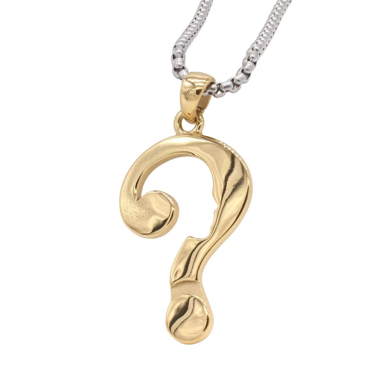 Planderful Jewelry Question Mark Pendant for Men in Titanium Steel Minimalist Hipster Necklace