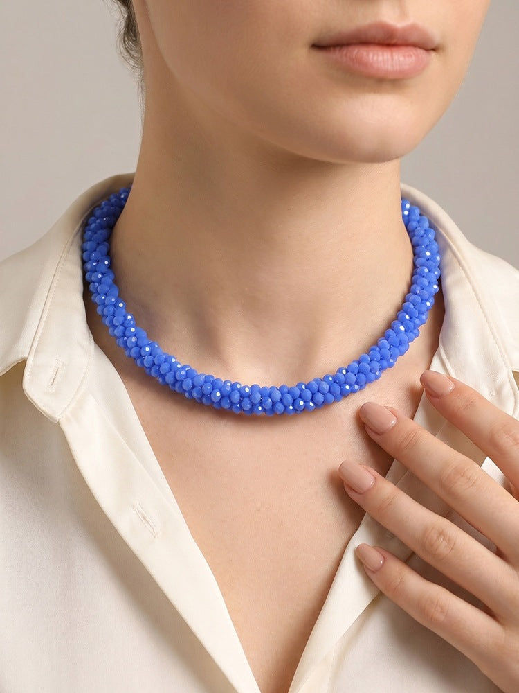 Ladies Dopamine Crystal Beaded Necklace Daily With Sweet Girly Clavicle Chain