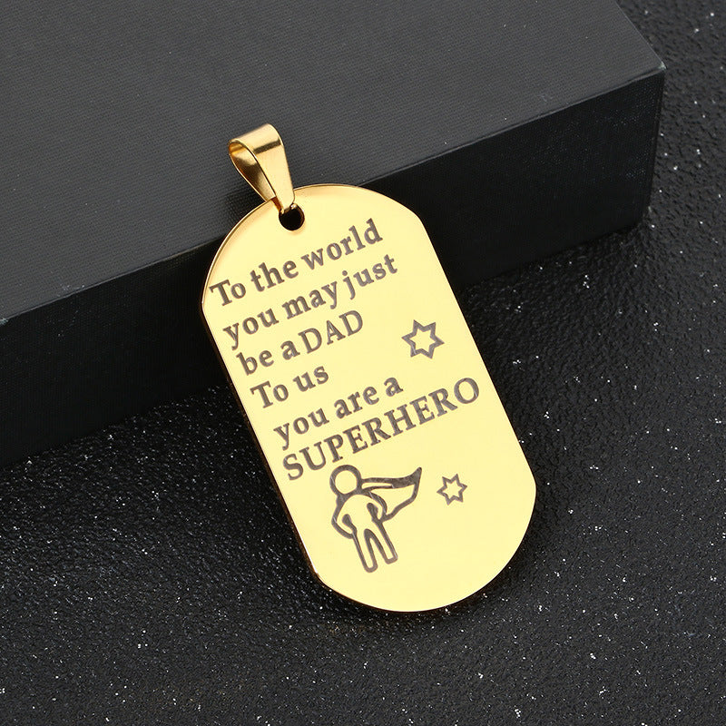 Planderful Dad Pendant Stainless Steel Engraved For Men
