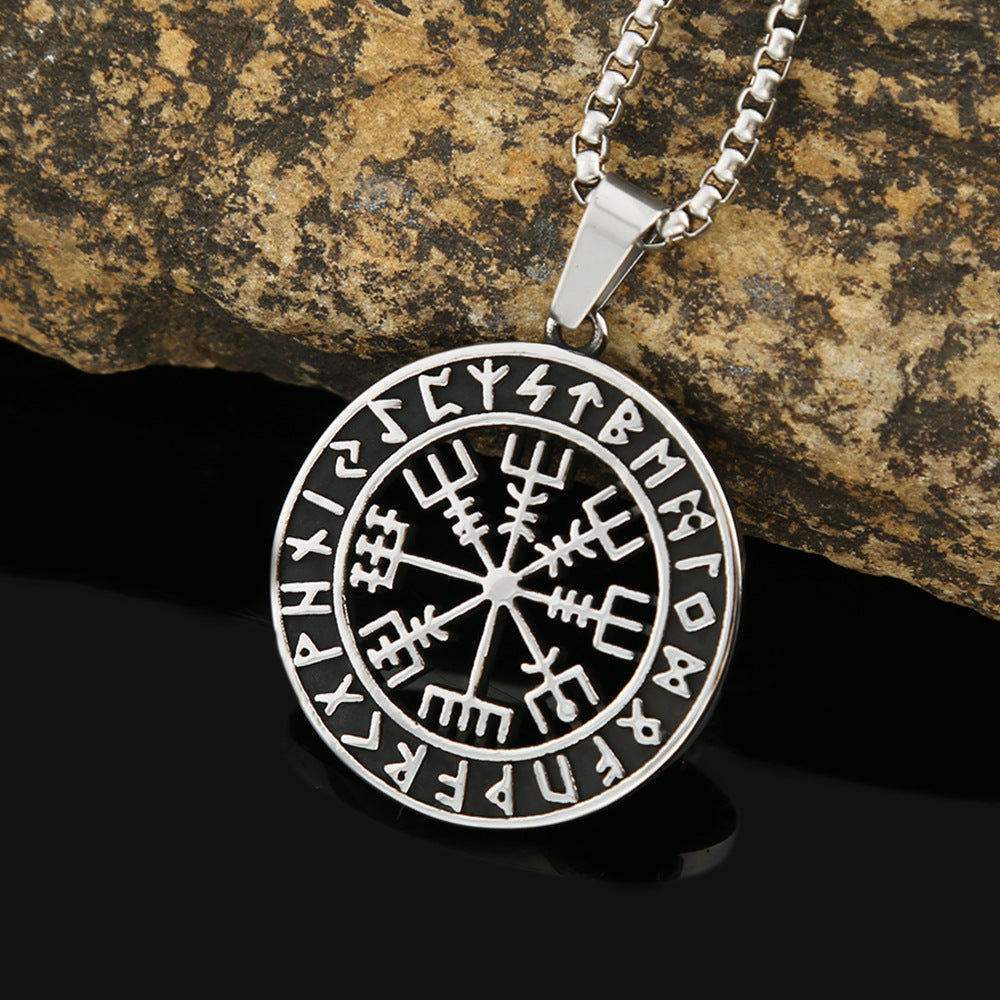 Viking Compass Stainless Steel Men's Pendant Necklace
