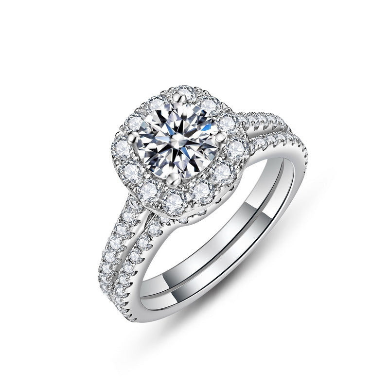 Planderful Classic Moissanite Sterling Silver Ring – 6.5 × 6.5 mm, 1 ct – Style 7