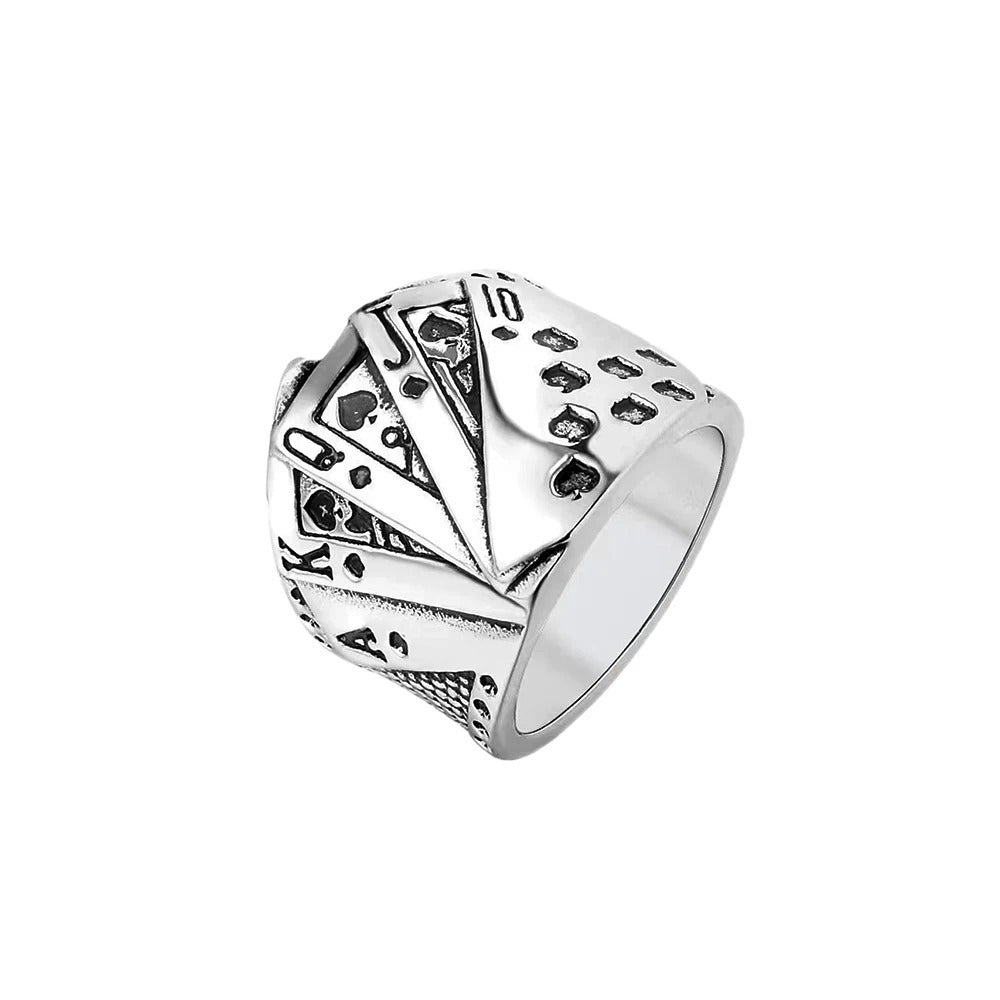 Vintage Playing Stainless Steel Men's Ring