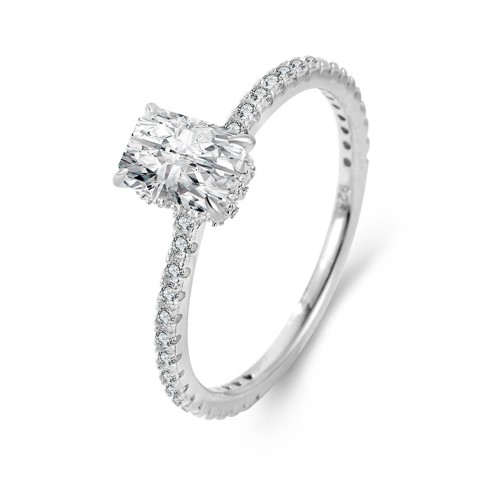 S925 Sterling Silver Classic Fashion Moissanite Ring Jewelry