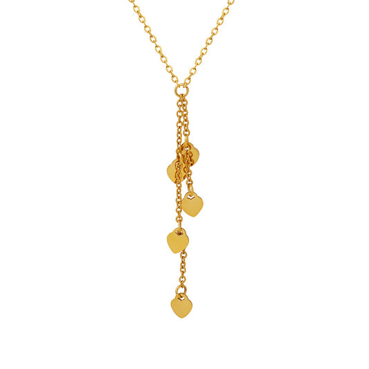 Golden Heart Tassel Pendant Necklace - Fashion Jewelry for Women