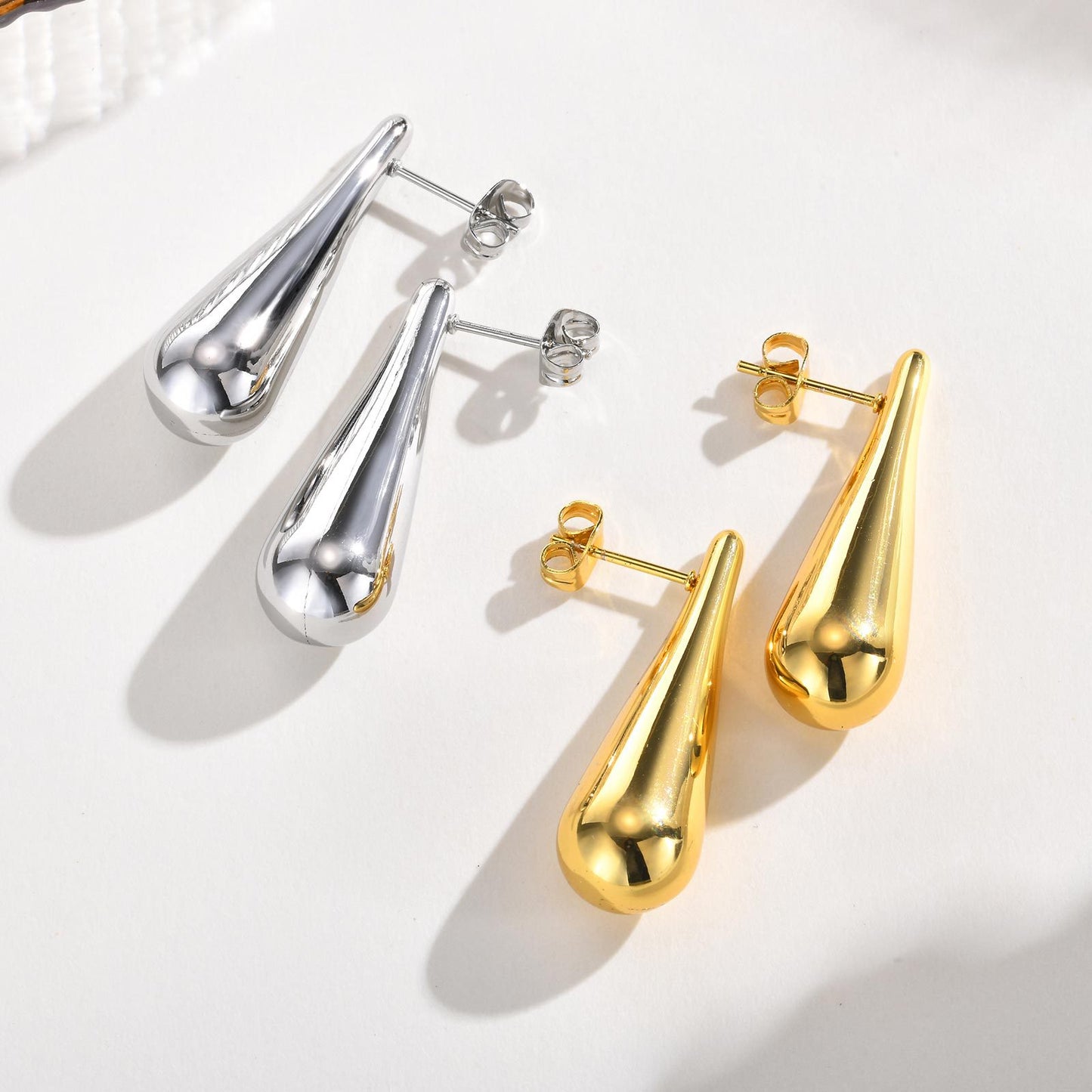 Wholesale Jewelry Stainless Steel Glossy Water Drop Earrings