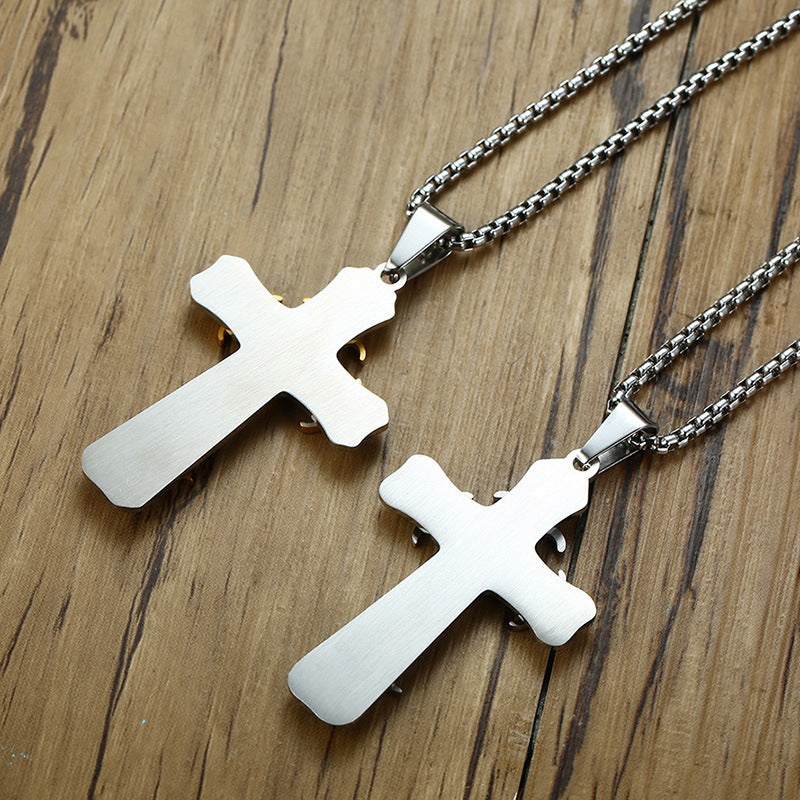 European And American Jewelry Titanium Steel Cross Necklace Pendant Wholesale For Men