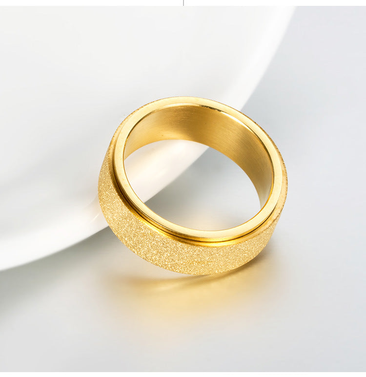 Planderful Rotating Stainless Steel Ring Matte Finish For Unisex Style Gold Plated Accent Everyday Genie Collection