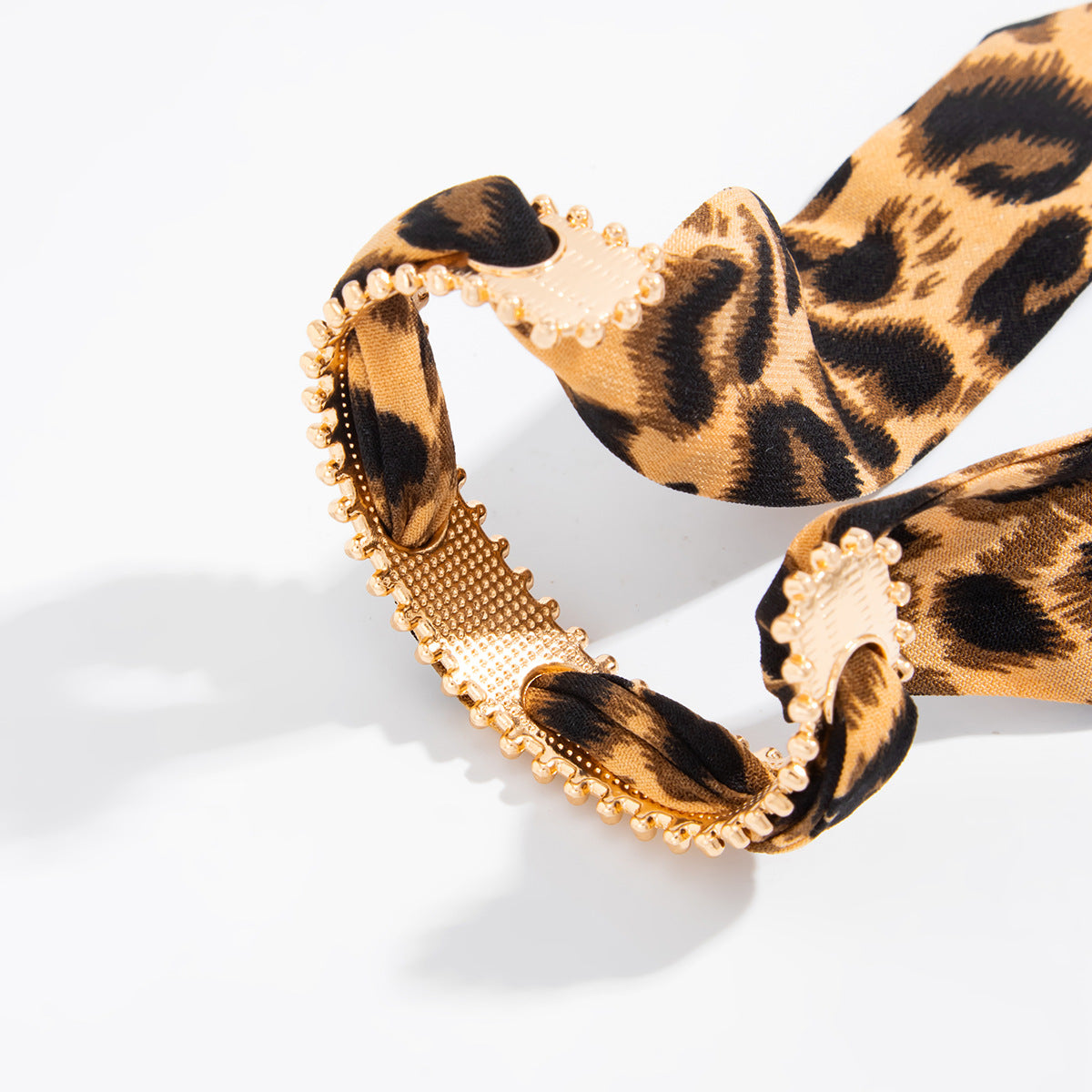 Planderful Collection Vienna Verve Bracelet For Women Hammer Pattern Wide Surface Opening Leopard Print Silk Scarf
