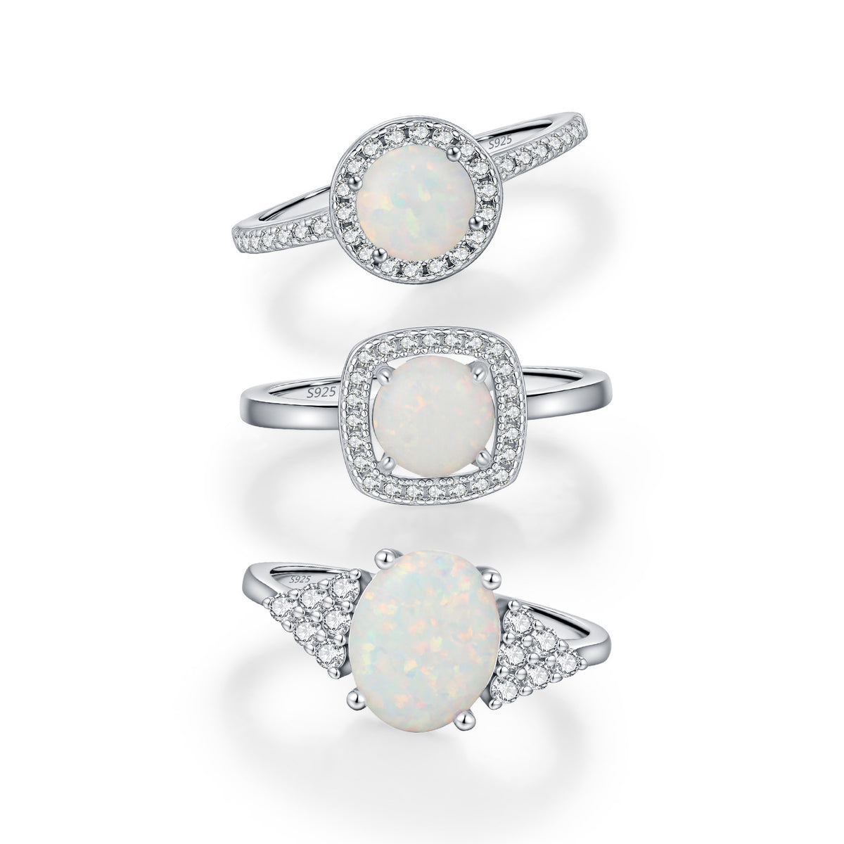 925 Sterling Silver Artificial Opal Ring