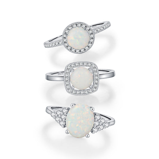 925 Sterling Silver Artificial Opal Ring