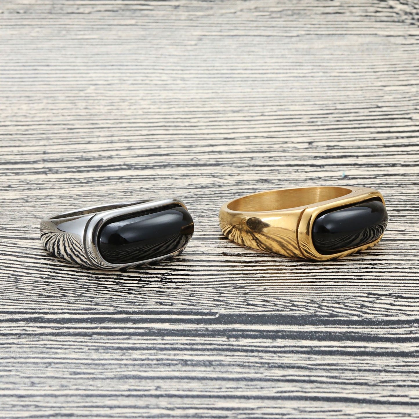 Trendy Multi-Color Titanium Steel Gemstone Ring for Men – Retro Punk Style