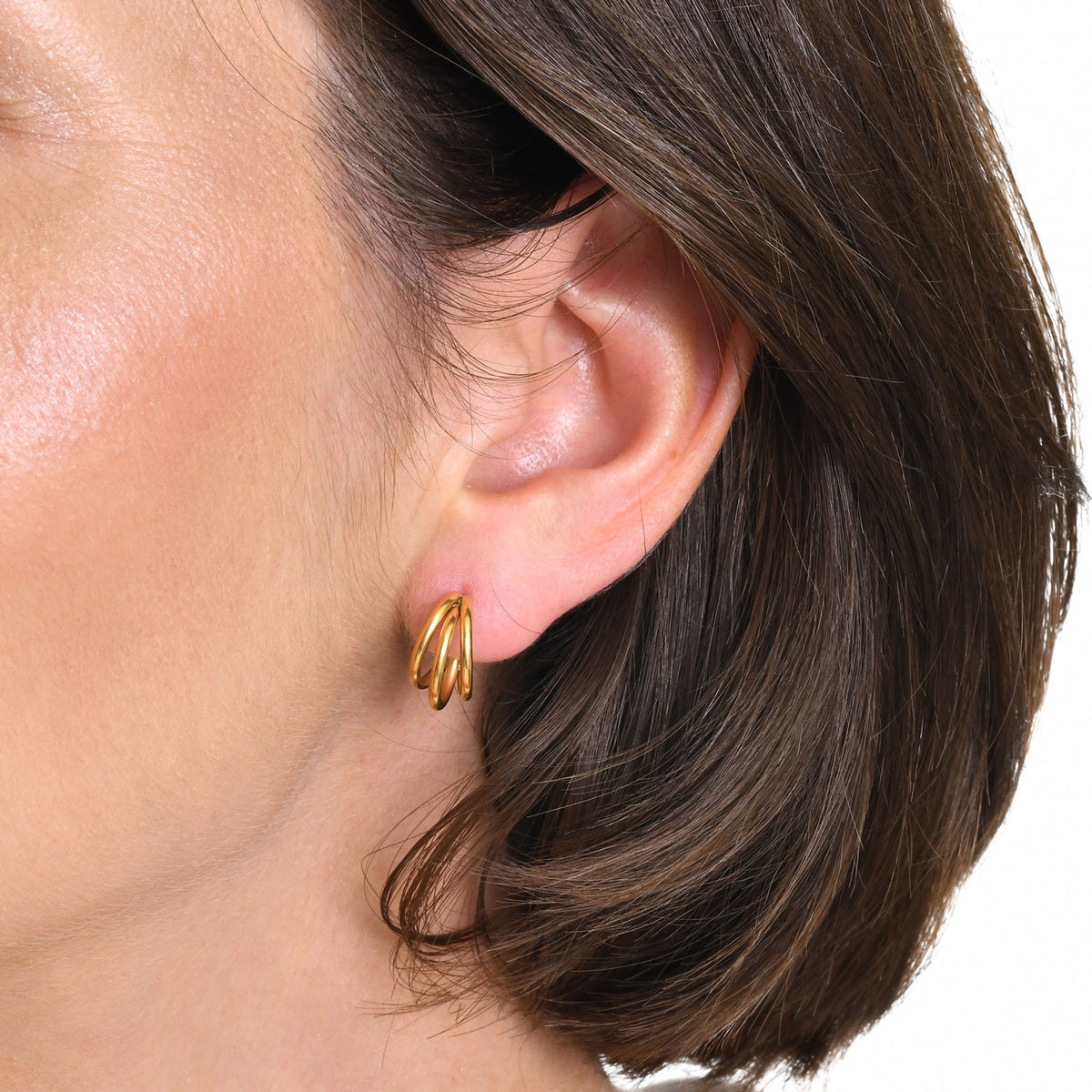 Gold-Tone Layered Hoop Earrings — Double or Triple