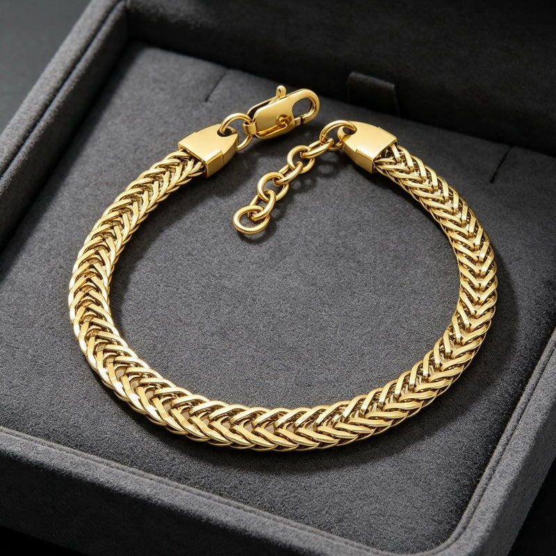 Encryption Keel Chain Adjustable Fox Tail Wheat Ear Woven Stainless Steel Unisex Bracelet