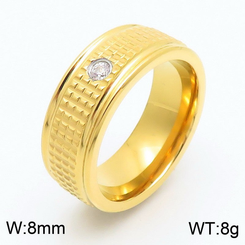Supply Fashionable Rings, Hip-Hop Stainless Steel Zircon Plaid Men's Rings