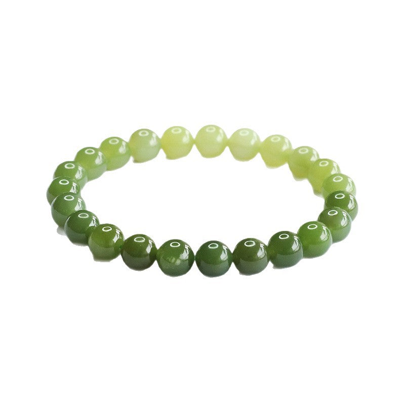 Gradient Hetian Jade Round Bead Bracelet