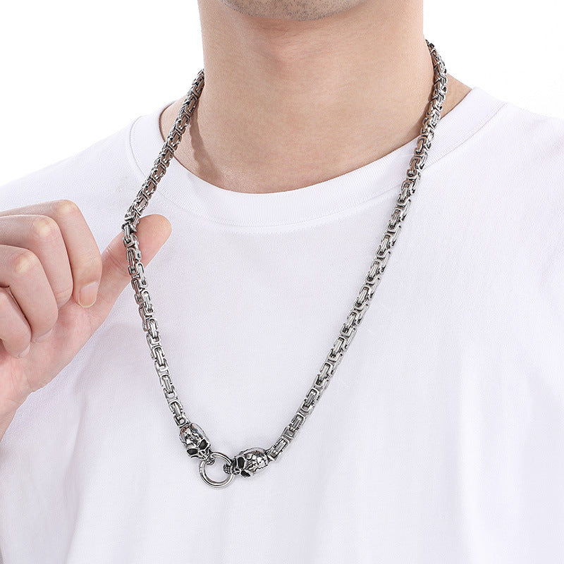 Planderful Titanium Steel Mens Ghost Skull Necklace Hip Hop