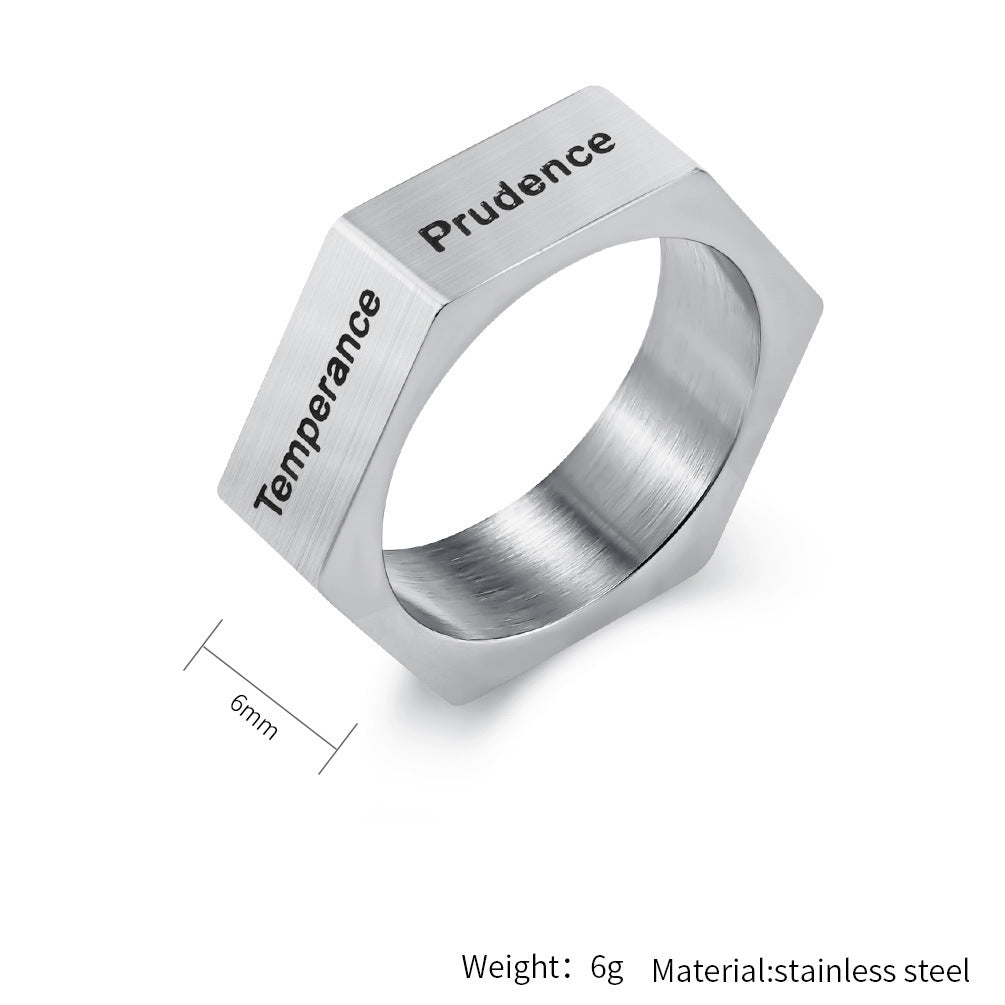Steel Ring - Statement Genderless Everyday Genie Collection Inspired by Seven Deadly Sins and Virtues - Planderful