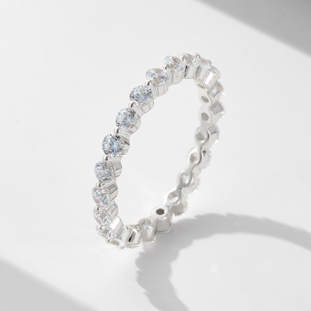 Sterling Silver Ring Full Zircon Ring Set Ring Combination Ring Jewelry