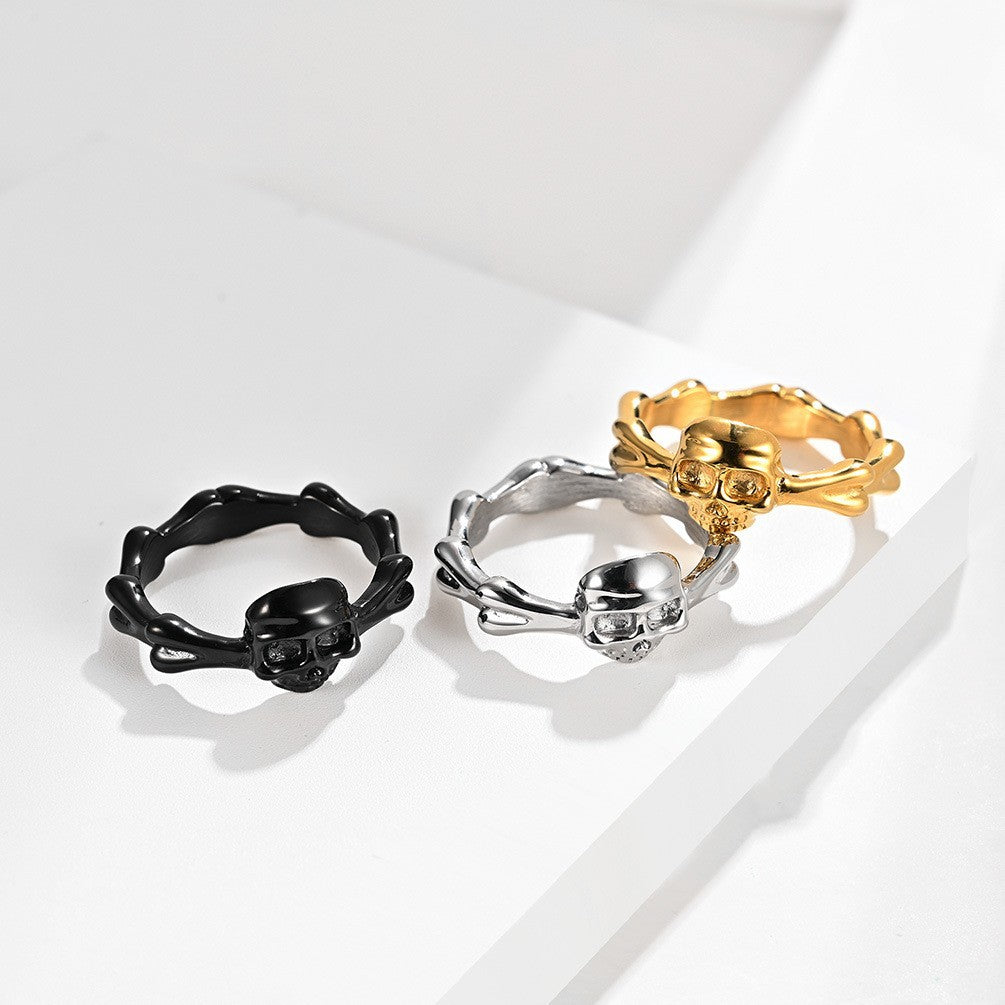 Planderful Skull Ring For Men Women Titanium Steel Punk Rock Motorcycle Style Bold Street Accessory
