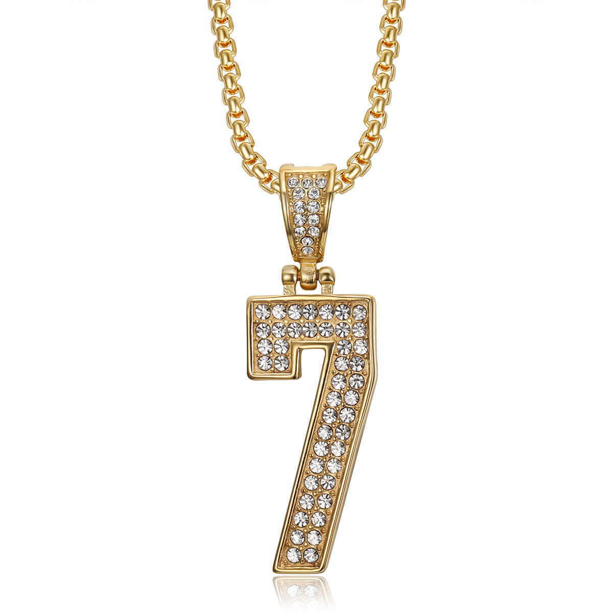 Planderful Hip Hop Pendant Necklace Unisex Bold Statement Gold Plated Zircon Stainless Steel