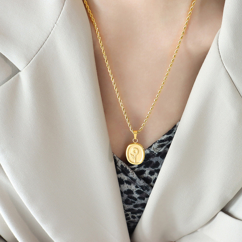 French Style Unisex Rose Gold Plated Fried Dough Twists Necklace