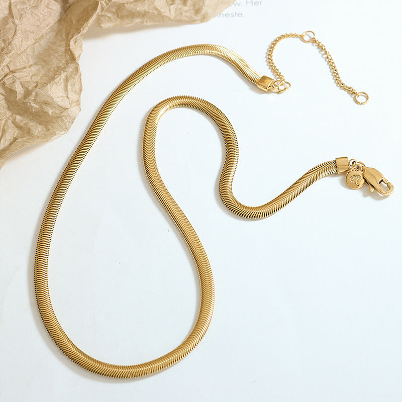 Elegant Gold-Plated Snake Chain Necklace with a Touch of European Flair