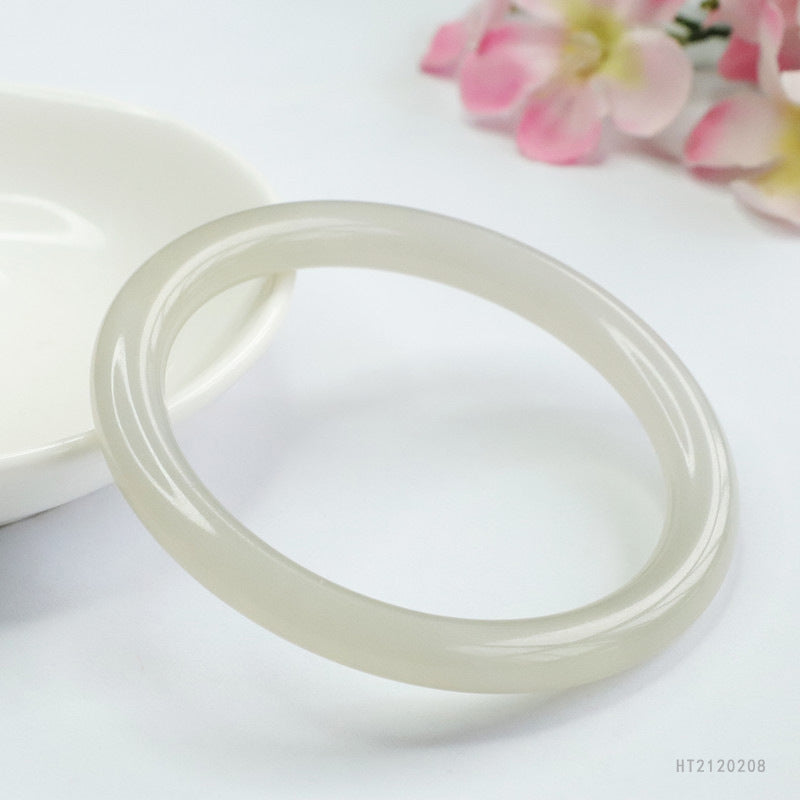 Smoke-Purple Hetian Jade Round Bangle