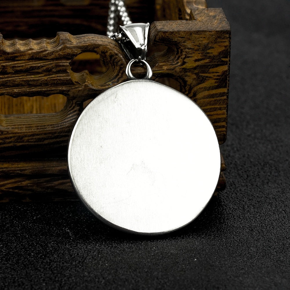 European And American Jewelry Wholesale Titanium Steel Men's Pendant Necklace Retro Viking Shield