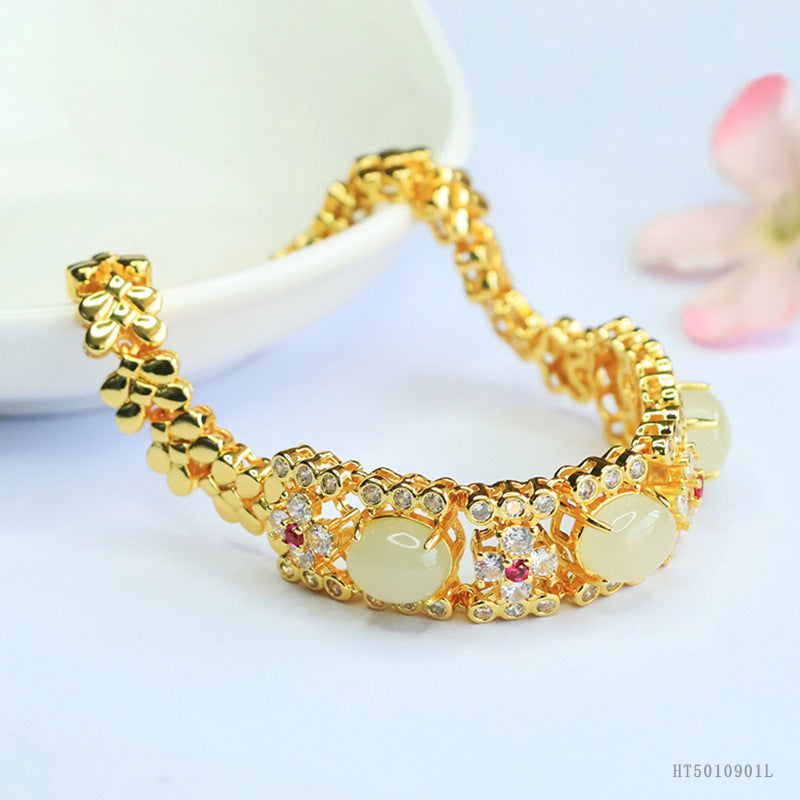 Qingshui Hetian Jade Wheat Motif Bracelet