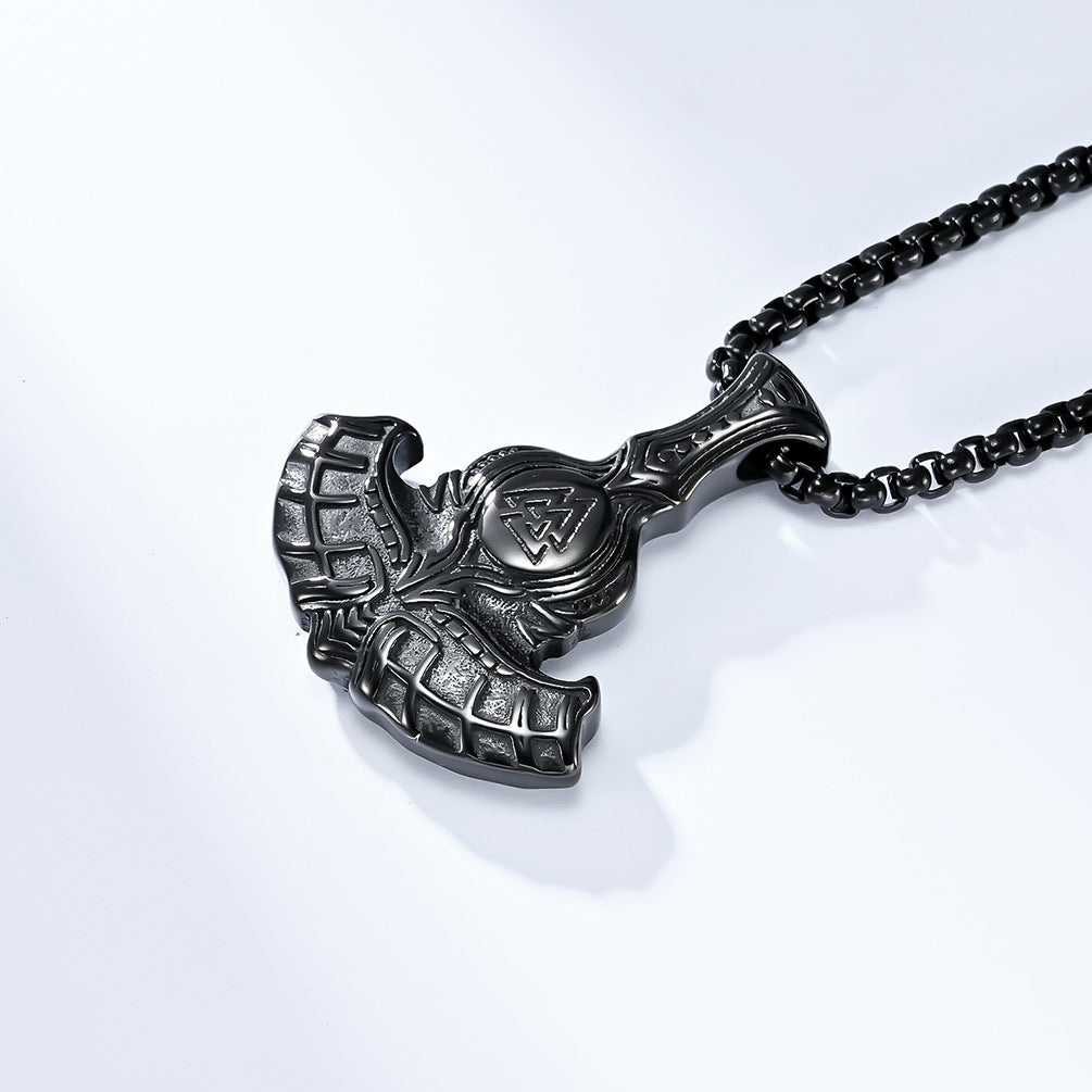 Vintage Nordic Style Viking Odin Tomahawk Necklace for Men