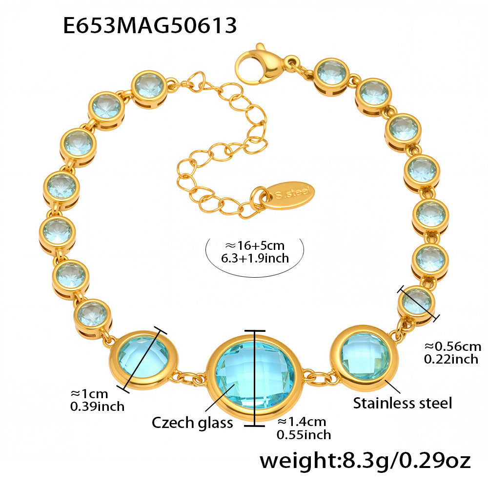 Planderful Czech Glass Bracelet For Women Luxury 18K Gold