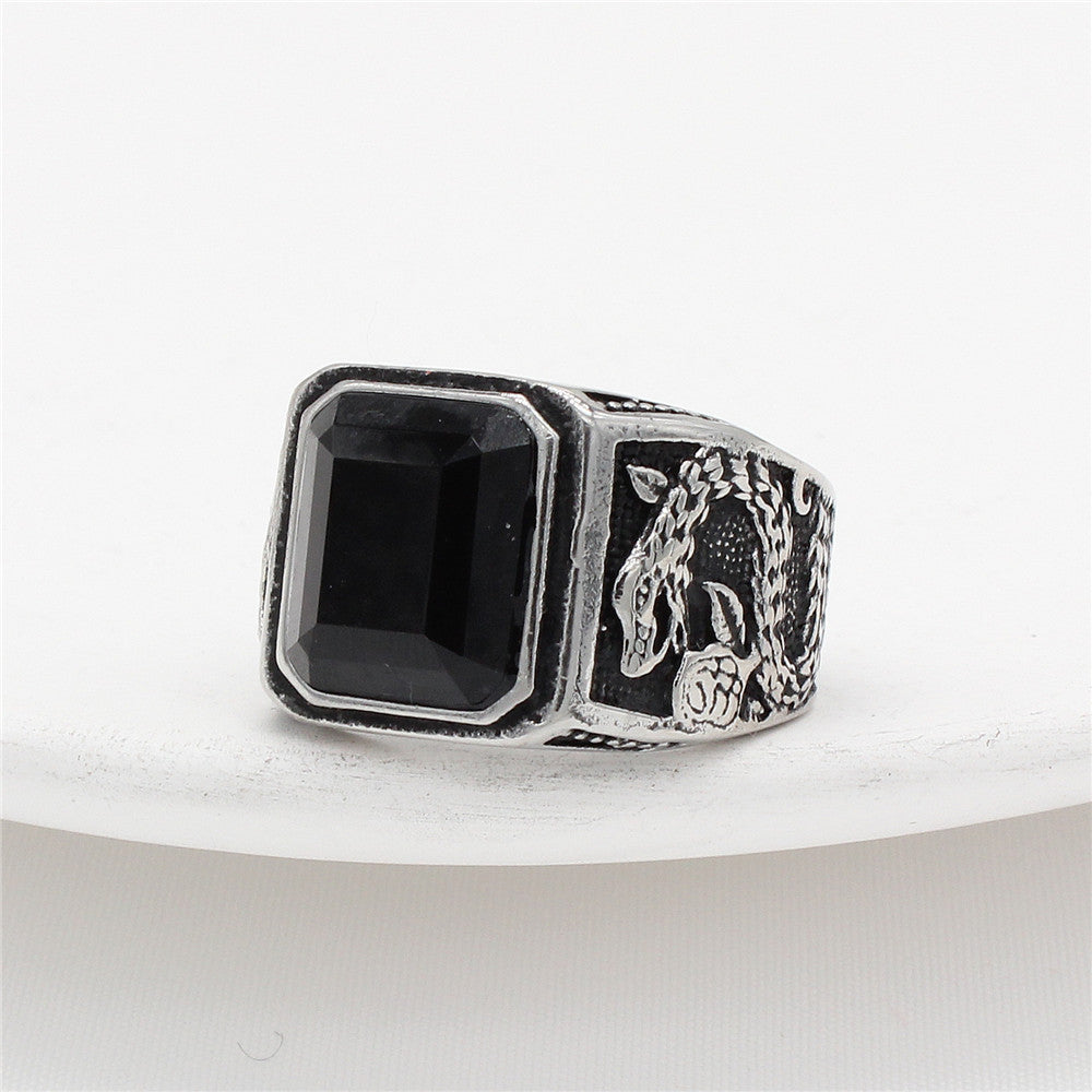Planderful Dragon Zircon Titanium Steel Ring For Unisex Personalization Bold Retro Punk Style Protection
