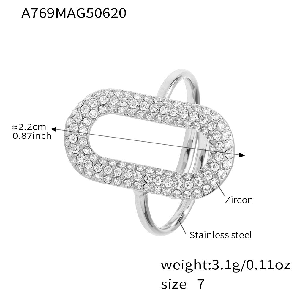 Planderful Everyday Genie Elegant Stainless Zircon Ring 7